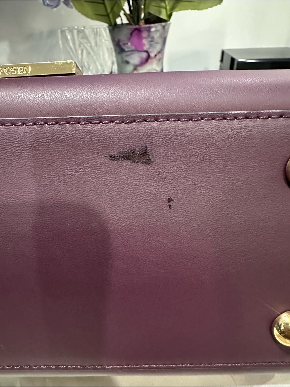 Zac Posen Plum Structured Top-Handle Satchel with Gold Hardware - Picture 5 of 12